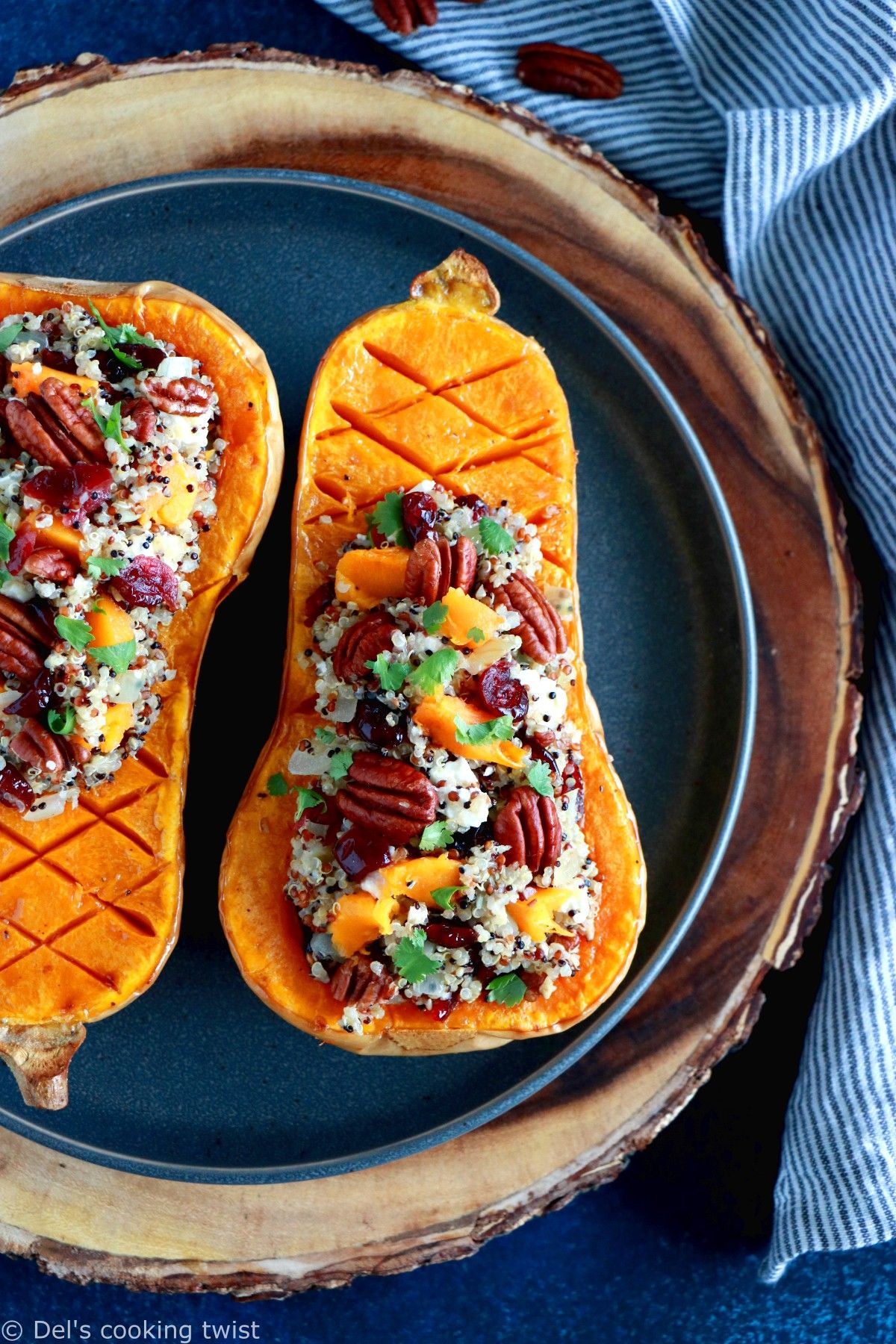 Recette - courge butternut farcie au riz et aux noisettes • feeleat